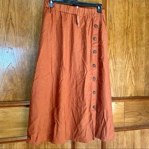 New with tags Madewell XL Linen-Blend Side-Button Midi Skirt